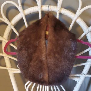 Mink Fur Collar 30" Dark Brown